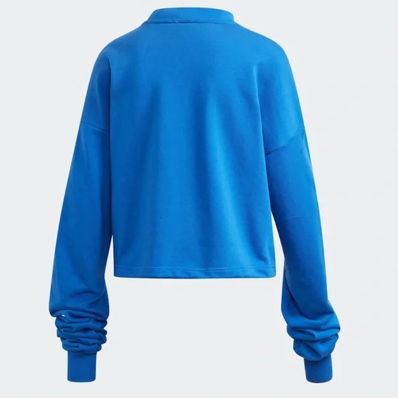 Adidas Oversized Crop sweater cinch waist Blue M - Picture 5 of 14